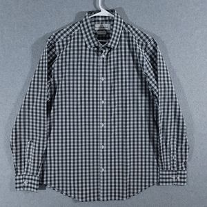 Mizzen + Main Leeward Button Up Trim Fit Men's XXL Shirt Blue Black Plaid 2XL